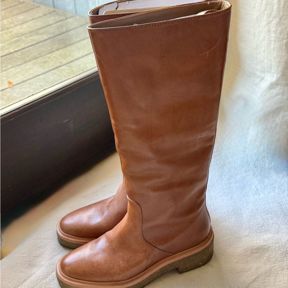 Loeffler Randall Tall Leather Riding Boots - Cognac